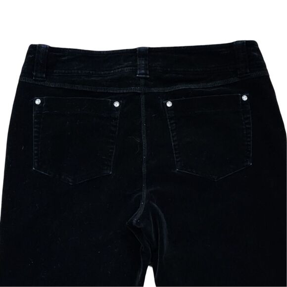 INC Petite Black Velvet Jeans Stretch Slim Fit Crystal Button Rivets Women's 6P - Picture 5 of 11